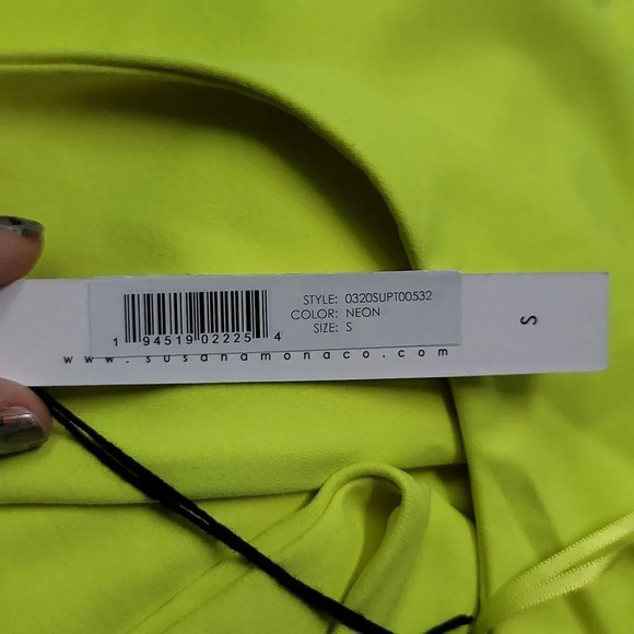 SUSANA Monaco Neon Yellow Smocked Top - Picture 9 of 9